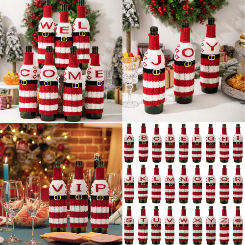 27PCS Knitted Wine Bottle Alphabetical Covers Sleeves for 1