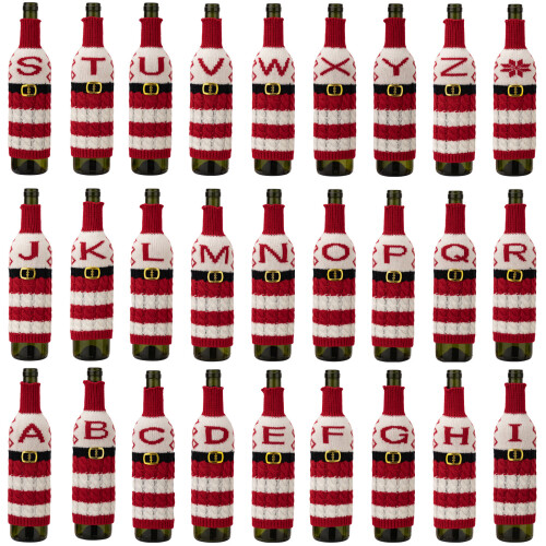 27PCS Knitted Wine Bottle Alphabetical Covers Sleeves for