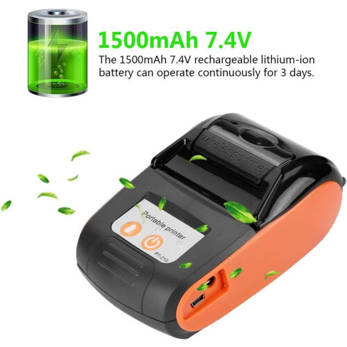 58mm Mini Thermal Receipt Printer Bluetooth 4.0 Compatible with Android iOS USB ESC/POS Direct Thermal Printer Orange 1