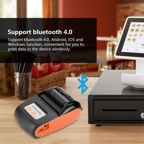 58mm Mini Thermal Receipt Printer Bluetooth 4.0 Compatible with Android iOS USB ESC/POS Direct Thermal Printer Orange 2