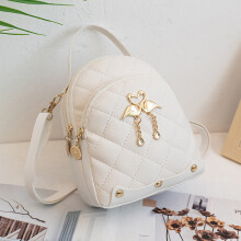 Women Small PU Backpack 18x15x7cm Cute Lightweight Travel Bag White