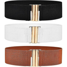 3 Pieces Wide Stretchy Belts for Women, Vintage Elastic Waist Belts Fashion Cinch Waistban