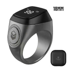 (Black) Ryra Muslims Zikr Ring Aluminum Alloy Digital Tasbih Smart Counter Zikr Ring With Charging Case Vibration Reminder Bluetooth App_XG