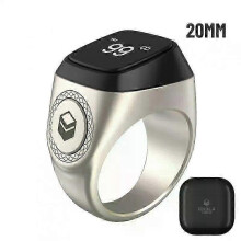 (Silvery) Ryra Muslims Zikr Ring Aluminum Alloy Digital Tasbih Smart Counter Zikr Ring With Charging Case Vibration Reminder Bluetooth App_XG