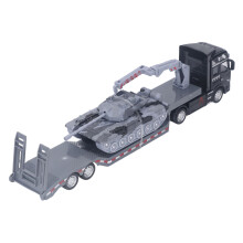 Gray Flatbed Trailer Toy - Detachable Military Tank Model 26.5x5cm