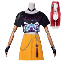 (M Adults, Mira With Wig) Kpop Demon Hunters Mira Cosplay Costume Set for Halloween Party Fancy Dress for Womens