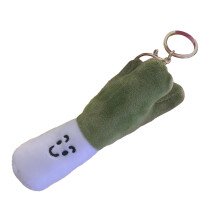 Portachiavi con pendente in peluche a forma di cipolla verde, imbottito con cotone PP