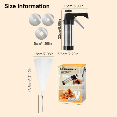 Stainless Steel Spanish Churro Maker Professional Cookie Press 2