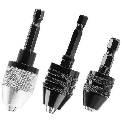 3pcs 1/4 Inch Hex Keyless Drill Chuck Quick Change Adapter Converter Impact Drills , Electric Tool