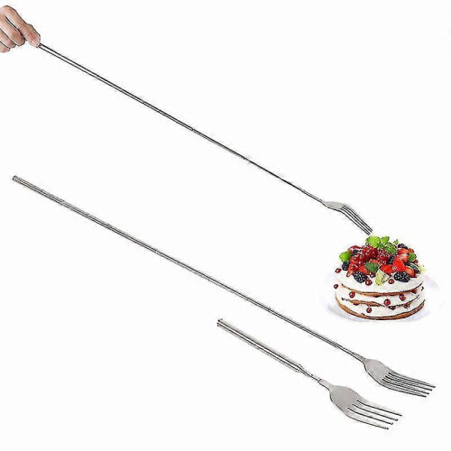 Silver Stainless Telescopic Extendable Fork Dinner Fruit Dessert Cutlery Forks 1