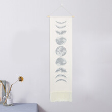 Moon Cycle Wall Tapestry 46x12in Cloth Decoration, White