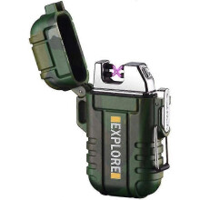 Waterproof Outdoor Windproof Lighter Double Arc Lighter Electric Lighters Usb Rechargeable - Flameless - Plasma Cool Lighters for Camping, Hiking, Adv