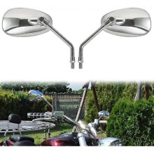 Motorcycle Mirror, Universal Chrome Motorcycle Mirror for H0nda, Suzuki, Aprilia And Cruiser Scooter2pcs-silver