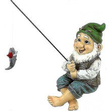 Qm2806500 Garden Gnome Statue - Ziggy The Fishing Gnome Sitter - Outdoor Garden Gnomes - Funny Lawn Gnome Statues,full Color