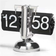 (Style C) European Creative Flip Down Page Desk Clocks Retro Flip Table Clock Stainless Steel Mechanical Automatic Flip Clock Home Decor_XG