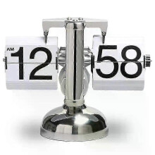 (Style D) European Creative Flip Down Page Desk Clocks Retro Flip Table Clock Stainless Steel Mechanical Automatic Flip Clock Home Decor_XG