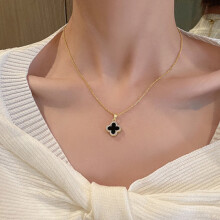 (StyleA) Charming Clover Fourleaf Necklace Alloy Korean Style Material