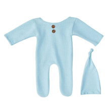 2Pcs Baby Romper Hat Set for Photography, Infant Bodysuit and Hat Kit, Soft Cotton Costume Outfit, Newborn Photo Props