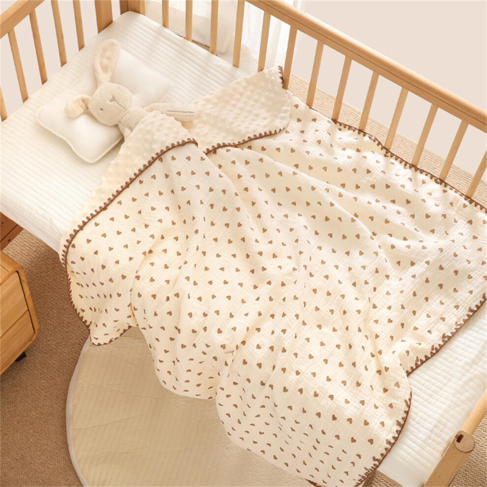 Muslin Receiving Blanket 39x55 Inch Large Cotton Gauze Swaddle Wrap Nursing Cover Soft Infant Towel Little Heart