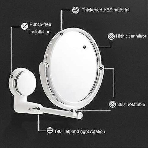 Suction Cup Wall Mounted Bathroom Mirror Wall Hanging Makeup Mirror 360 Adjustable Double Sided Desktop Mirror Tabletop Mirror 1