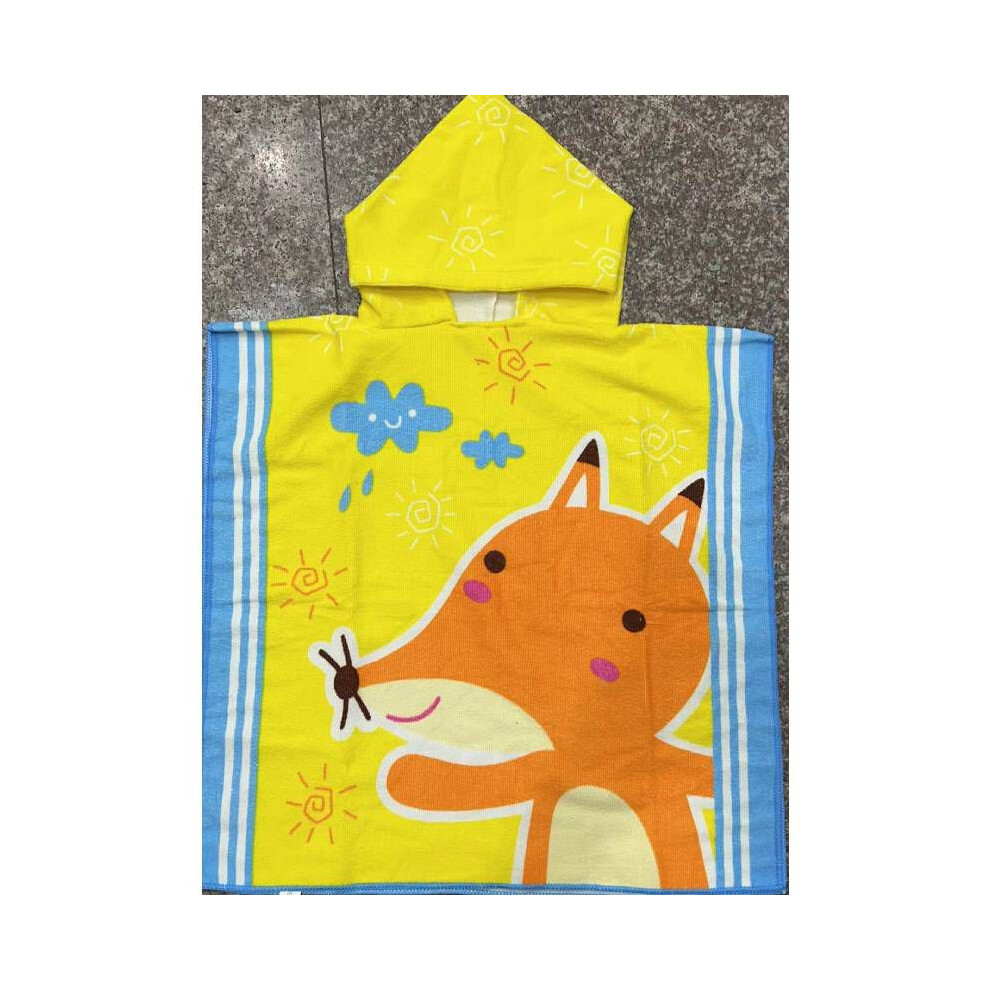 (Fox) Childrens Bath Towel Cape Childrens Hooded Bathrobe Blanket Cartoon Printing-image-OPC-PKFG68Y-NEW