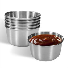 6Pcs 2 Oz Stainless Steel Dipping Sauce Cup, Mini Dip Bowls(Silver)