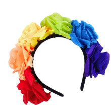 Rainbow Hair Hoop Colorful Flower Headwear LGBTQ+ Party Novelty