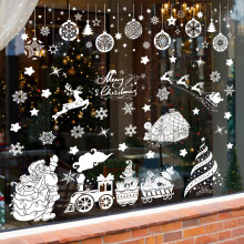 Pvc Christmas Window Sticker With Cartoon Santa Balls Santa For Decor Claus