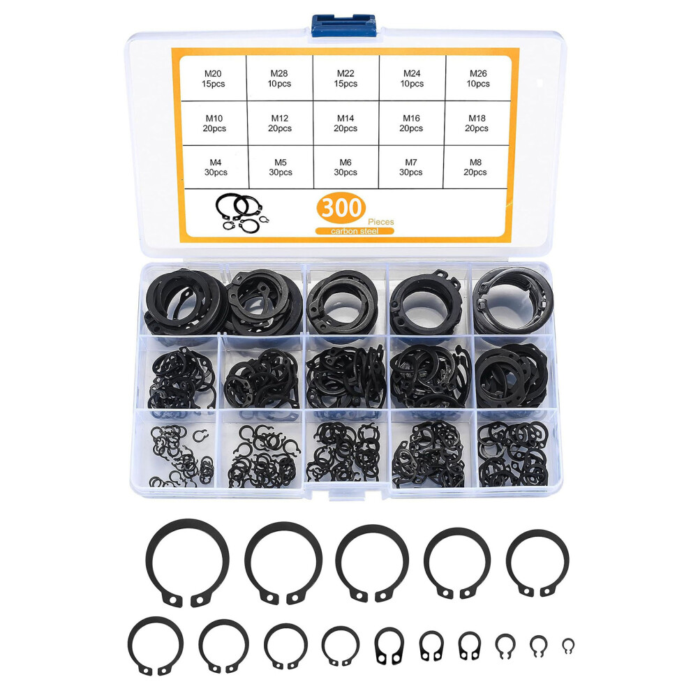 Professional 300Pcs Clip Assortment 4Mm To 28 Clip Set 7627000102355