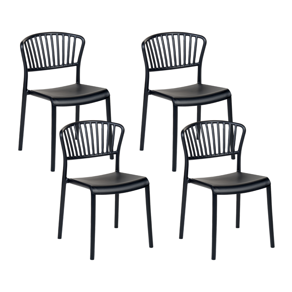 Beliani Set Of 4 Garden Chairs Gela Black