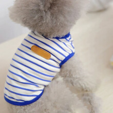 Hund Streifen-T-Shirt für Bichon Frisé Schnauzer Teddy Blau L Weich & Elastisch