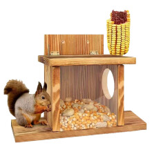 Squirrel Feeder Wooden Outdoor Hanging Picnic House 35.2x12.8x24cm Brown for Garden Wildlife Feeding