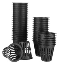 60 Pack 2 Inch Net Cups Slotted Mesh Wide Lip Filter Plant Net Pot Bucket Basket for Hydroponics