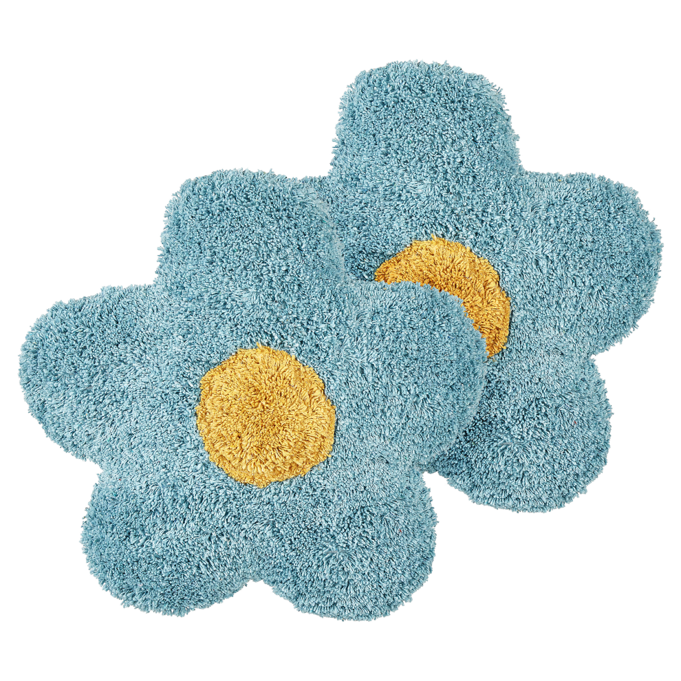 Set of 2 Decorative Cushions SORREL Cotton 30 x 30 cm Blue Flower