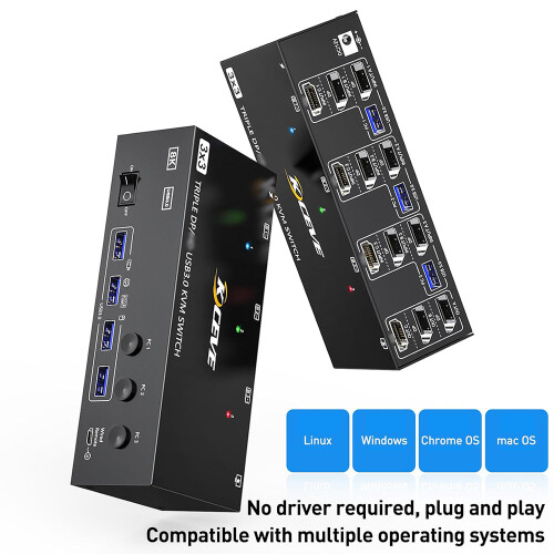 KCEVE KVM303DH Switcher HDMI-Compatible KVM 3 in 3 1
