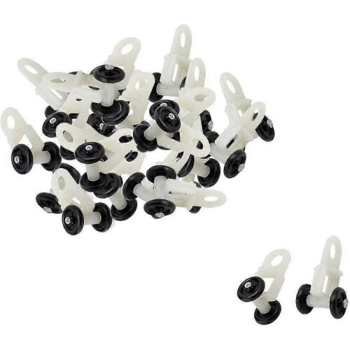 20pcs Glider Rail Curtain Roller Hook Wheel Curtain Sliding Pulley for Window Voile Plastic Roller
