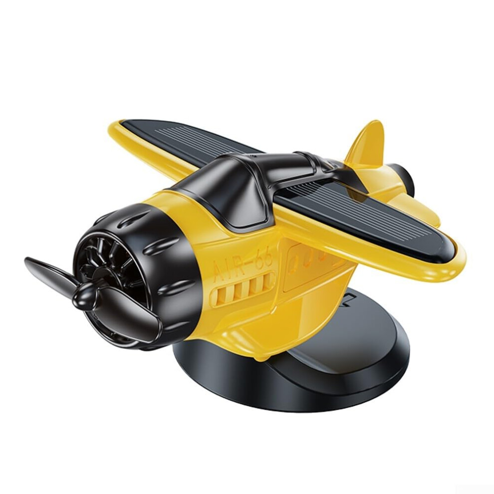 Solar Powered Car Ornament Rotating Propeller Fighter Aircraft Dashboard Decoration Activated Airplane Accessory Light/Yellow 9016109810144