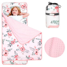 Kids Nap Mat with Removable Pillow and Blanket, 2 in 1 Thick Sleeping Bag for Boys and Girls, Ideal for Nursery and Travel