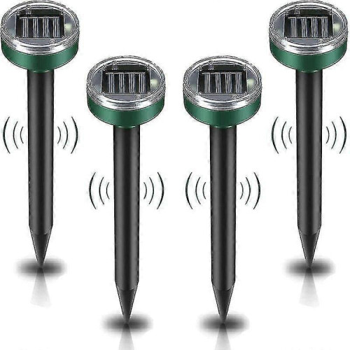 Solar Mole Repeller, 4 Pieces Ultrasonic Pest Repeller - Mole Control with Ip65 Waterproof, Mole Repellent Garden Mole Repeller