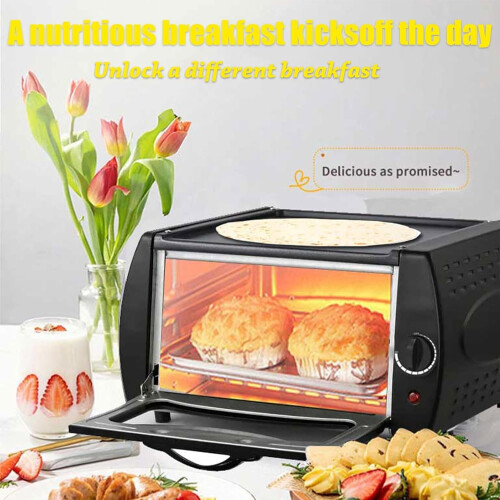 Electric Multi-Function Oven 2100W with Temperature Control, Visual Glass, Hot Top Plate for Home Kitchen Baking and Grilling 1