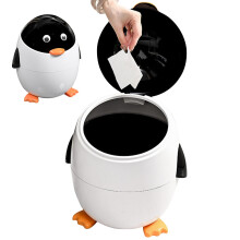 Kids Trash Can - Cute Penguin Waste Basket for Bathroom, Bedroom, and Living Room | Decorative Flip-Lid Garbage Bin