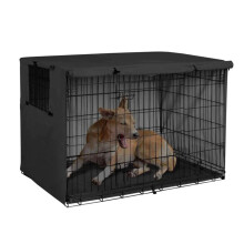 Dog Crate Cover 94x61x63.5cm Waterproof Breathable Indoor Outdoor Kennel Cover Portable for Puppies and Cats Black