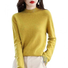 (XL, Yellow) Cashmere Sweater For Women 100% Cashmere Lightweight Long Sleeve Crew Neck Knitted Sweater