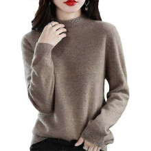 (M, brown) Cashmere Sweater For Women 100% Cashmere Lightweight Long Sleeve Crew Neck Knitted Sweater