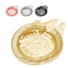 Cocktail Strainer, Hawthorne Strainer Gold with Spaceship Design, Durable Stainless Steel, Barware Tool for Mixology