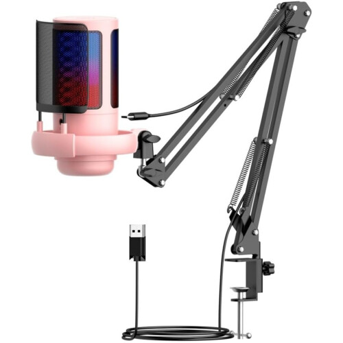 Cardioid USB Microphone with Noise Reduction Technology for Gaming, Black, Compatible with PC and Console 1