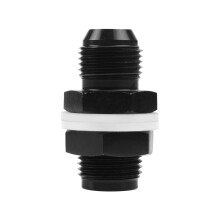 Fuel Cell Bulkhead Fitting Adapter AN8, Aluminum Fuel Connector with Oil-Resistant PTFE Washer and Locking Nut, Black