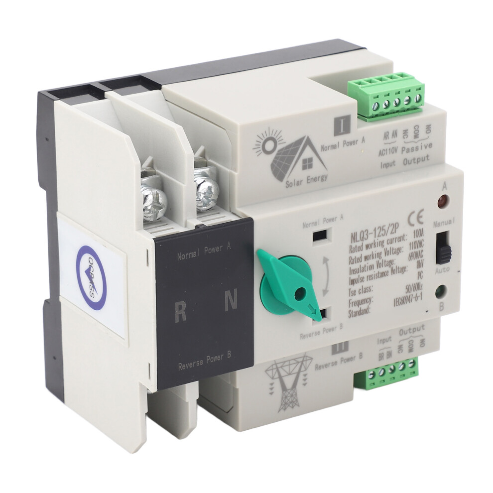 Dual Power Auto Transfer Switch 2P 100A Fast Switching Ac110v 9391349094272