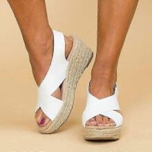 (EU 43, White) Women Platform Wedge Sandals Ladies Beach Espadrilles Summer Flatform Shoesu