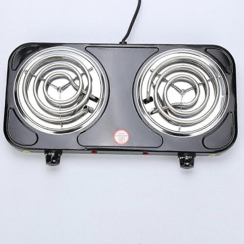 (Double 2000W Black) Portable Electric Coil Burner with Indicator Lights Practical Burner Cooktopx 1